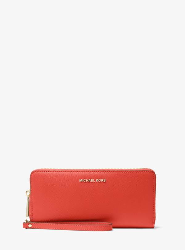 Damske Penazenky Michael Kors Crossgrain Leather Continental Wristlet Koralove - Doplnky Michael Kors Sleva | SZKLC-4603